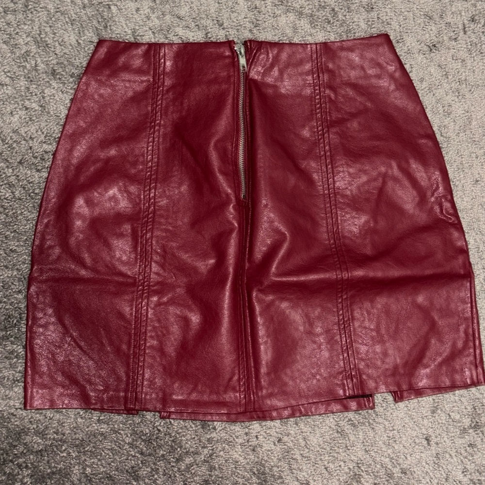 Burgundy Faux leather skirt